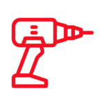 Red power drill icon representing installation and construction