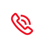 Red outgoing phone call icon representing contact us