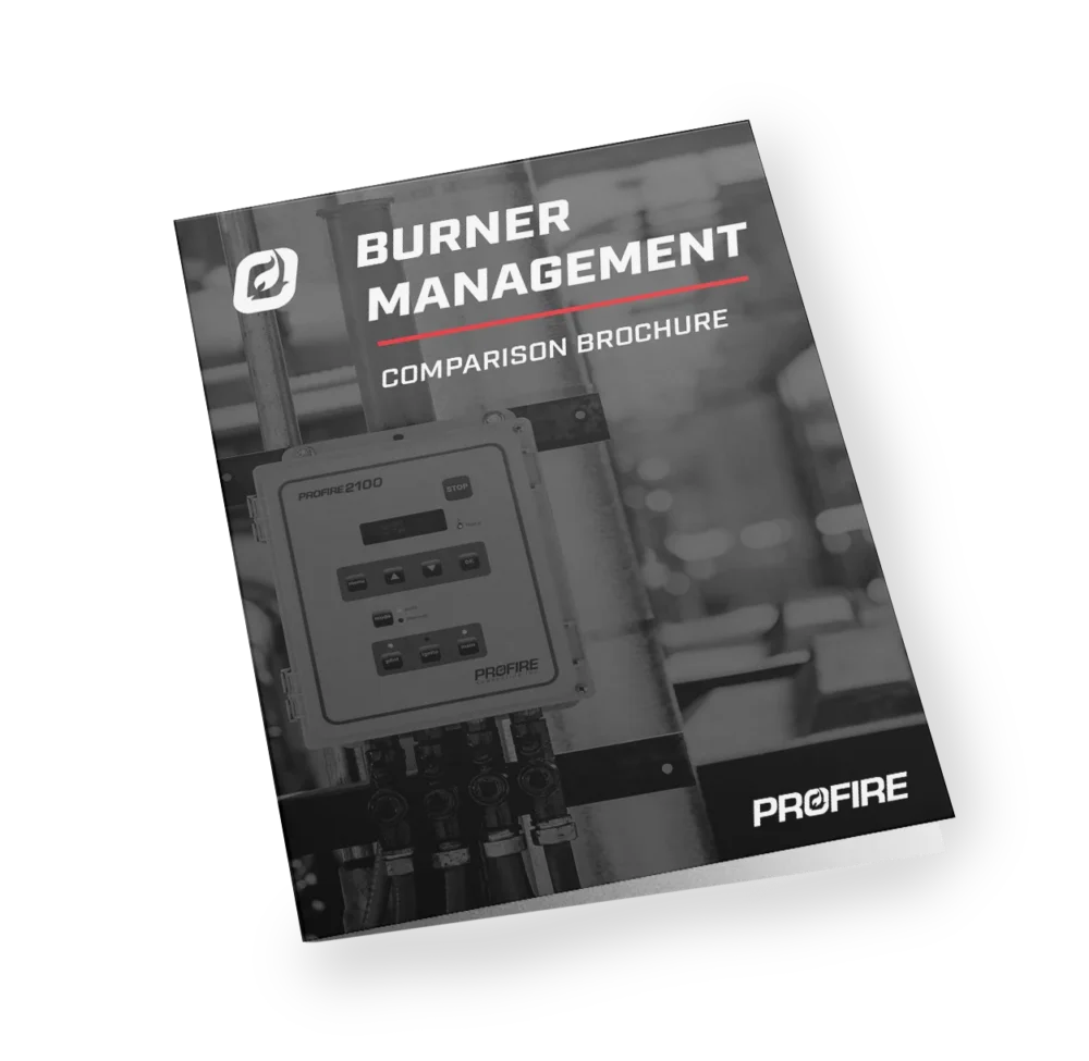 Profire Burner Management Comparison Brochure cover featuring controller equipment