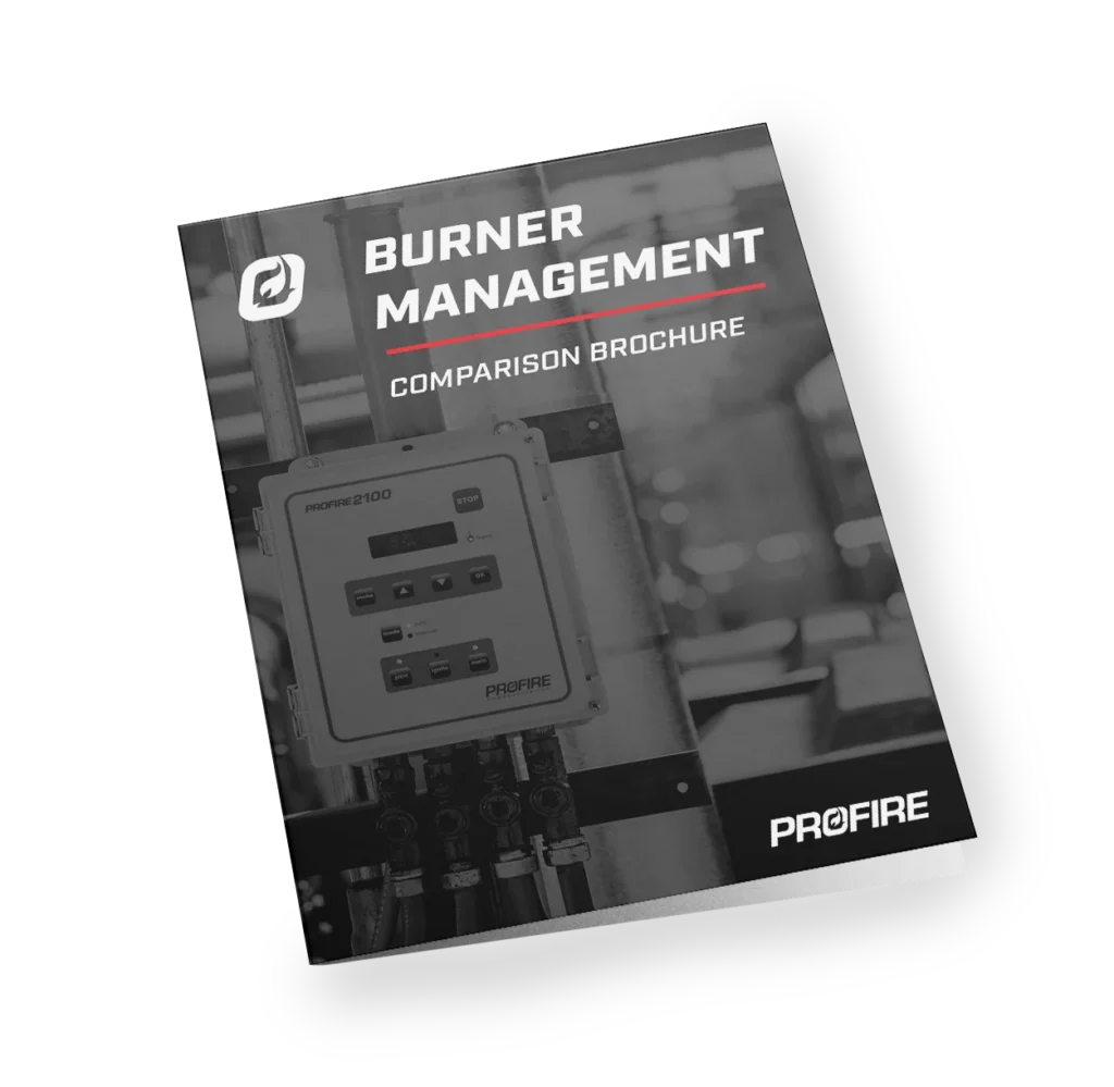 Profire Burner Management Comparison Brochure cover featuring controller equipment