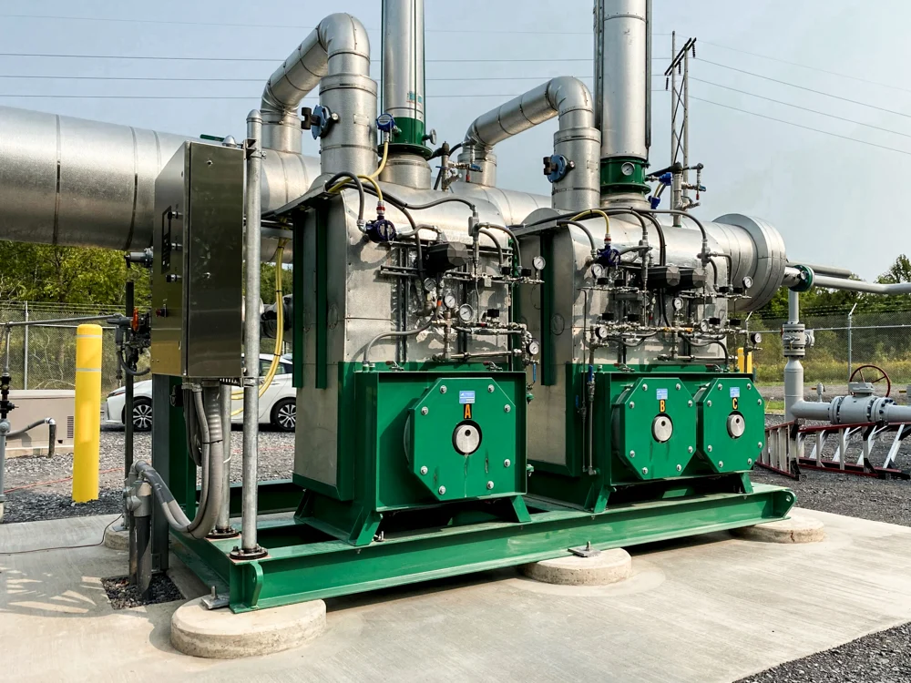 Vacuum boiler natural gas line with Profire burner management system installed for safe combustion control