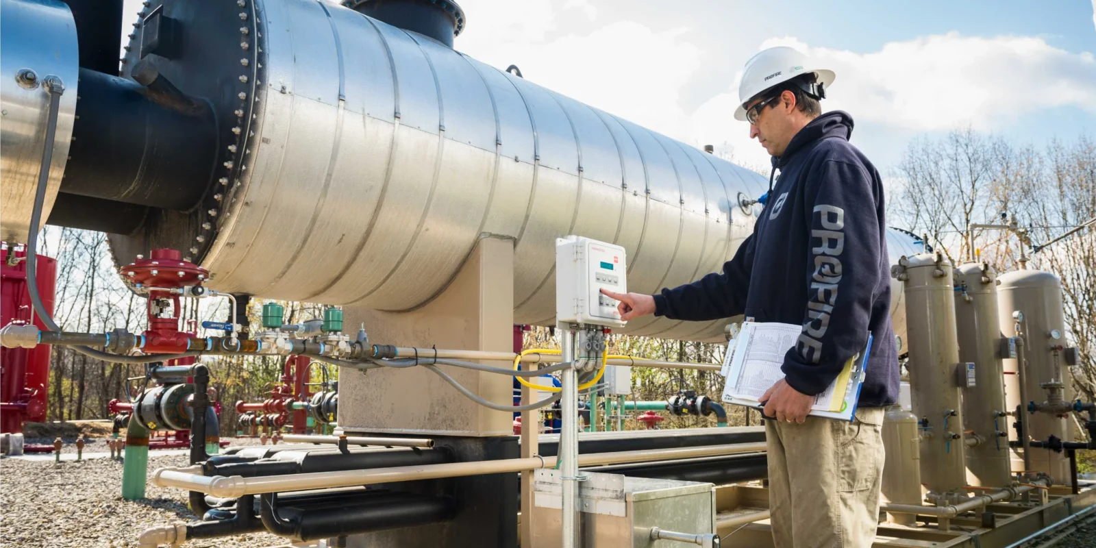 Profire technician testing equipment and performing preventative maintenance.