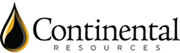 Continental Resources logo with black oil drop icon and navy blue wordmark, independent crude oil and natural gas producer.