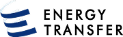 Energy Transfer logo with blue horizontal wave lines next to navy wordmark, midstream natural gas and pipeline company.