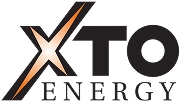 XTO Energy logo with bold black "XTO" letters above "ENERGY" text and copper X accent, ExxonMobil subsidiary oil and gas producer.